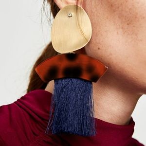 ISO ZARA gold tortoise tassel earrings